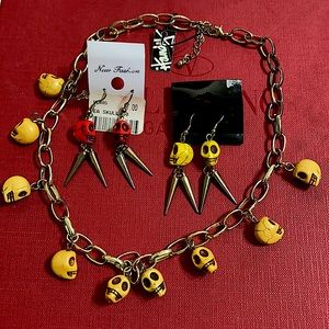 🖤NEW💕Skull 💀 necklace & earring set